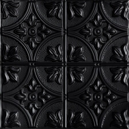 From Plain To Beautiful In Hours Tiptoe 2 ft. x 2 ft. Tin Style Nail Up Ceiling Tile in Satin Black (48 sq. ft./case), 12PK SKPC309-bk-24x24-N-12
